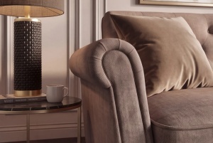 CANAPEA EXTENSIBILA MAISON BELLE 220CM, REALIZATA DIN LEMN SI CATIFEA, CULOARE GRI, INVICTA INTERIOR - Img 8