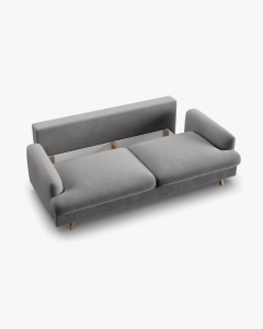 CANAPEA EXTENSIBILA NAOMI, CU 3 LOCURI, GRI, 233X110 CM, TAPITAT CU TAPITERIE DIN TEXTIL CATIFEA SALVADOR, MICADONI - Img 7