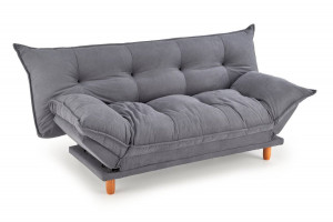 CANAPEA EXTENSIBILA PILLOW, CU COTIERE REGLABILE, GRI/NATURAL, TAPITERIE DIN STOFA FINA SI LEMN MASIV, STIL MODERN - Img 1