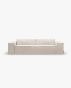 CANAPEA JODIE, CU 3 LOCURI, 204X99 CM, BEJ, TAPITAT CU TAPITERIE DIN TEXTIL STRUCTURAT LINS, MICADONI