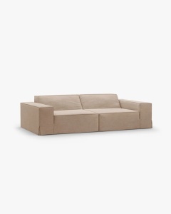 CANAPEA JODIE, CU 3 LOCURI, 204X99 CM, NISIPIU, TAPITAT CU TAPITERIE DIN TEXTIL STRUCTURAT LINS, MICADONI - Img 2