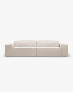CANAPEA JODIE, CU 4 LOCURI, 244X99 CM, BEJ, TAPITAT CU TAPITERIE DIN TEXTIL STRUCTURAT LINS, MICADONI
