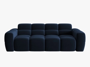 CANAPEA LISA, 3 LOCURI, 216 CM, ALBASTRU ROYAL, TAPITERIE DIN CATIFEA, DESIGN DEOSEBIT - Img 3