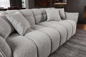CANAPEA LIVING CLOUD 260CM, 3 LOCURI, REALIZAT DIN LEMN SI MATERIAL TEXTIL BOUCLE, CULOARE GRI - Img 4