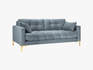CANAPEA MAMAIA, 2 LOCURI, 152 CM, ALBASTRU DESCHIS 06/AURIU, TAPITERIE DIN CATIFEA, DESIGN DEOSEBIT - Img 2