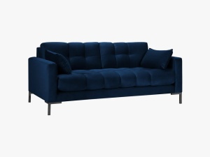 CANAPEA MAMAIA, 2 LOCURI, 152 CM, ALBASTRU ROYAL 86/NEGRU, TAPITERIE DIN CATIFEA, DESIGN DEOSEBIT - Img 2