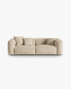 CANAPEA MARTINA, CU 3 LOCURI, BEJ, 244 CM, CU TAPITERIE DIN TEXTIL CATIFEA VOGUE, MICADONI
