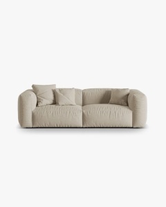 CANAPEA MARTINA, CU 3 LOCURI, BEJ DESCHIS, 244 CM, CU TAPITERIE DIN TEXTIL STRUCTURAT BOSTON, MICADONI