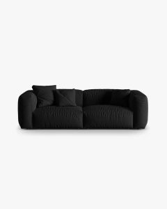 CANAPEA MARTINA, CU 3 LOCURI, NEGRU, 244 CM, CU TAPITERIE DIN TEXTIL STRUCTURAT BOSTON, MICADONI