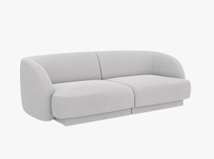 CANAPEA MILEY, CU 2 LOCURI, GRI DESCHIS, CU TAPITERIE DIN TEXTIL BOUCLE BALOO, MICADONI - Img 2