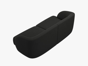 CANAPEA MILEY, CU 2 LOCURI, NEGRU, CU TAPITERIE DIN TEXTIL BOUCLE BALOO, MICADONI - Img 3