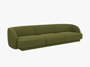 CANAPEA MILEY, CU 3 LOCURI, VERDE MASLINU INCHIS, CU TAPITERIE DIN TEXTIL BOUCLE BALOO, MICADONI - Img 1