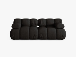 CANAPEA MODULARA BELLIS, CU 2 LOCURI, NEGRU, CU TAPITERIE DIN TEXTIL STRUCTURAT LIBERTY, MICADONI