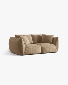 CANAPEA MODULARA CHRIS, CU 3 LOCURI, 220X100, BEJ MIGDALA, CU TAPITERIE DIN TEXTIL CATIFEA CASINO, MICADONI - Img 3