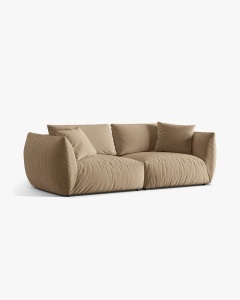 CANAPEA MODULARA CHRIS, CU 4 LOCURI, 260X100, BEJ MIGDALA, CU TAPITERIE DIN TEXTIL CATIFEA CASINO, MICADONI - Img 2