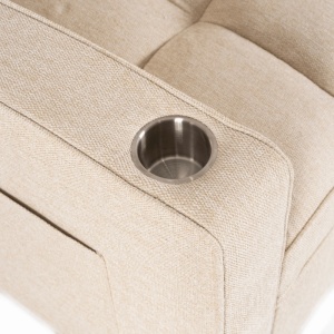 CANAPEA RABATABILA, ARTIM MEBLE, REALIZAT DIN MATERIAL TEXTIL BEJ SI METAL, STIL MODERN - Img 8
