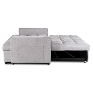 CANAPEA RABATABILA, ARTIM MEBLE, REALIZAT DIN MATERIAL TEXTIL GRI DESCHIS SI METAL, STIL MODERN - Img 7