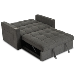 CANAPEA RABATABILA, ARTIM MEBLE, REALIZAT DIN MATERIAL TEXTIL NEAGRA SI METAL, STIL MODERN