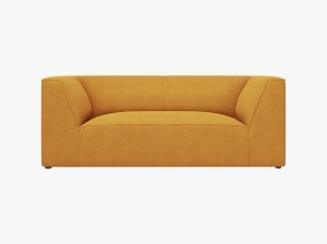 CANAPEA RUBY, CU 2 LOCURI, GALBEN, CU TAPITERIE DIN TEXTIL STRUCTURAT OTTAWA, MICADONI