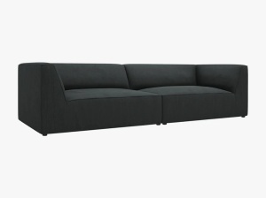 CANAPEA RUBY, CU 4 LOCURI, NEAGRA, CU TAPITERIE DIN CATIFEA REIATA MATA, MICADONI - Img 3
