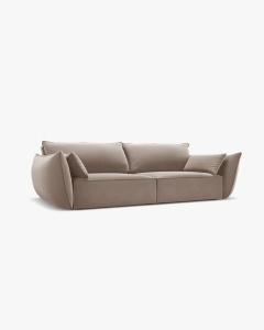 CANAPEA SPATIOASA SI CONFORTABILA KAELLE, CU 3 LOCURI, CAPPUCCINO, 208 CM, CU TAPITERIE DIN TEXTIL CATIFEA BLUVEL, MICADONI - Img 2