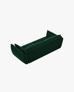 CANAPEA SPATIOASA SI CONFORTABILA KAELLE, CU 3 LOCURI, VERDE SMARLD, 208 CM, CU TAPITERIE DIN TEXTIL CATIFEA BLUVEL, MICADONI - Img 3
