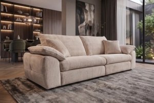 CANAPEA SUPER CONFORTABILA SOHO 260CM, 4 LOCURI, REALIZATA DIN LEMN DE PIN SI MATERIAL TEXTIL, CULOARE BEJ, INVICTA INTERIOR - Img 8