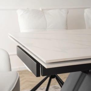 CEL MAI MIC PRET!!!MASA EXTENSIBILA 160-220CM, ARTIM MEBLE, REALIZATA DIN METAL SI CERAMICA, CULOARE MARMURA ALBA/NEGRU, STIL MODERN - Img 4