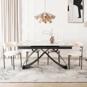 CEL MAI MIC PRET!!!MASA EXTENSIBILA 160-240CM, ARTIM MEBLE, REALIZATA DIN METAL SI CERAMICA, CULOARE MARMURA ALBA/NEGRU, STIL MODERN - Img 3