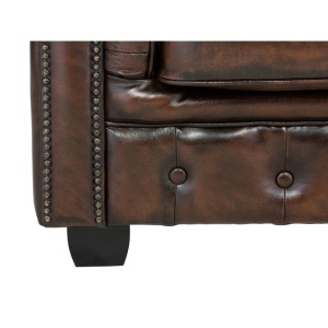 COLTAR CHESTERFIELD 294CM, DIN LEMN SI PIELE NATURALA, CULOARE MARO, ARTIM SELECTION - Img 4