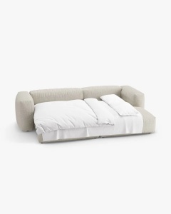 COLTAR CU 2 LOCURI, MARTINA, PE DREAPTA, 280 CM, BEJ, TAPITAT CU TAPITERIE DIN TEXTIL BOUCLE MONET, MICADONI - Img 4