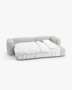 COLTAR CU 2 LOCURI, MARTINA, PE DREAPTA, 280 CM, MELANJ GRI BEJ, TAPITAT CU TAPITERIE DIN TEXTIL BOUCLE MONET, MICADONI - Img 4