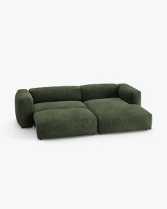 COLTAR CU 2 LOCURI, MARTINA, PE DREAPTA, 280 CM, VERDE, TAPITAT CU TAPITERIE DIN TEXTIL CATIFEA VOGUE, MICADONI - Img 3