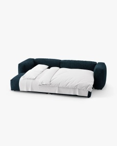COLTAR CU 2 LOCURI, MARTINA, PE STANGA, 280 CM, ALBASTRU INCHIS, TAPITAT CU TAPITERIE DIN TEXTIL CATIFEA VOGUE, MICADONI - Img 4