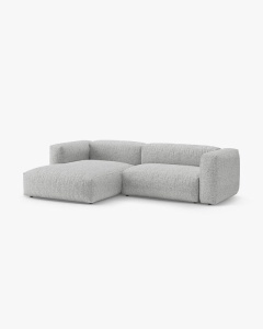 COLTAR CU 2 LOCURI, MARTINA, PE STANGA, 280 CM, ARGINTIU, TAPITAT CU TAPITERIE DIN TEXTIL BOUCLE MONET, MICADONI - Img 2