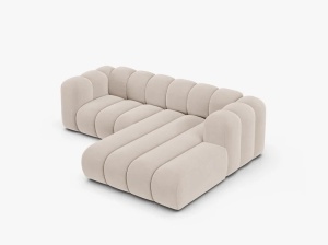 COLTAR CU 3 LOCURI LUPIN 230, PE DREAPTA, BEJ DESCHIS, CU TAPITERIE DIN CATIFEA VENUS, MICADONI - Img 3