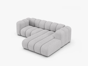 COLTAR CU 3 LOCURI LUPIN 230, PE DREAPTA, GRI DESCHIS, CU TAPITERIE DIN TEXTIL BOUCLE BALOO, MICADONI - Img 3