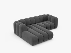 COLTAR CU 3 LOCURI LUPIN 230, PE STANGA, GRI, CU TAPITERIE DIN CATIFEA VENUS, MICADONI - Img 3