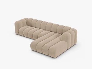 COLTAR CU 4 LOCURI LUPIN 288, PE DREAPTA, BEJ, CU TAPITERIE DIN CATIFEA VENUS, MICADONI - Img 3