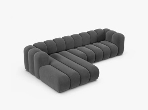 COLTAR CU 4 LOCURI LUPIN 288, PE STANGA, GRI, CU TAPITERIE DIN CATIFEA VENUS, MICADONI - Img 3