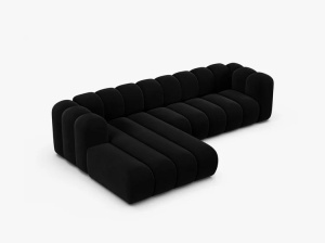 COLTAR CU 4 LOCURI LUPIN 288, PE STANGA, NEGRU, CU TAPITERIE DIN CATIFEA VENUS, MICADONI - Img 3