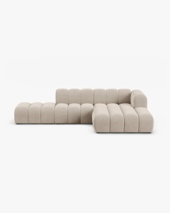 COLTAR CU 5 LOCURI LUPIN 230, PE DREAPTA, BEJ, CU TAPITERIE DIN TEXTIL BOUCLE BALOO, MICADONI