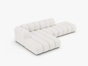 COLTAR CU 5 LOCURI LUPIN 230, PE STANGA, ALB, CU TAPITERIE DIN TEXTIL BOUCLE BALOO, MICADONI - Img 3