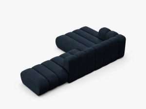 COLTAR CU 5 LOCURI LUPIN 230, PE STANGA, ALBASTRU INCHIS, CU TAPITERIE DIN TEXTIL BOUCLE BALOO, MICADONI - Img 4