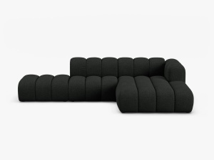 COLTAR CU 5 LOCURI LUPIN 294, PE DREAPTA,, NEGRU, CU TAPITERIE DIN TEXTIL BOUCLE BALOO, MICADONI