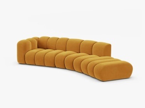 COLTAR CU 5 LOCURI, LUPIN, 335, PE DREAPTA, GALBEN, CU TAPITERIE DIN CATIFEA VENUS, MICADONI - Img 2