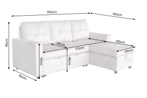 COLTAR CU SPATIU DE DEPOZITARE, APARTMENT 205CM, 3 LOCURI, REALIZAT DIN MATERIAL CATIFEA, DE CULOARE BEJ, ARTIM GROUP - Img 5