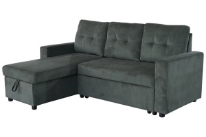 COLTAR CU SPATIU DE DEPOZITARE, APARTMENT 205CM, 3 LOCURI, REALIZAT DIN MATERIAL CATIFEA RAIAT, DE CULOARE VERDE, ARTIM GROUP - Img 7