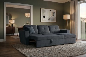 COLTAR CU SPATIU DE DEPOZITARE, APARTMENT 245CM, 3 LOCURI, REALIZAT DIN MATERIAL TEXTIL, DE CULOARE GRI, ARTIM GROUP - Img 5