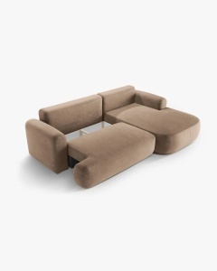 COLTAR EXTENSIBIL ELLA, PE DREAPTA, BEJ INCHIS, 271X174 CM, TAPITAT CU TAPITERIE DIN TEXTIL CATIFEA VOGUE, MICADONI - Img 4